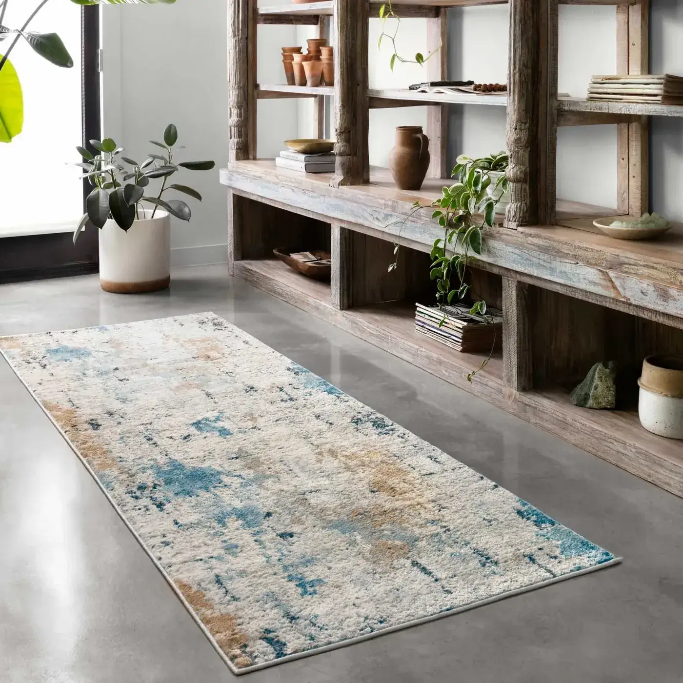 ALCHALC-01SNSL__5Broomscene_5D_3_1400x Loloi area rug in a distressed white, blue, and brown abstract pattern | TUF Flooring LLC